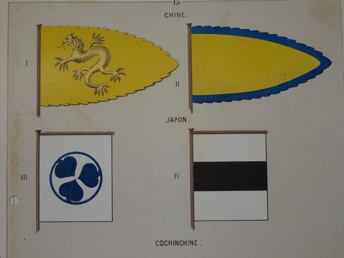 Rare litho pavillon drapeau - pavillon,