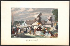 1880 Gravure aquarellée