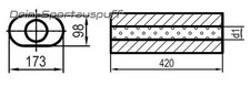 Silencieux Universel Inox Ovale 173x98mm 1-Rohr L:420mm En / Dehors 50/50mm
