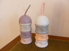 LOT 2 ENSEMBLES BEABA BOITE DOSEUSE LAIT EMPILLABLEE + 3 A PART + KDO CALE BEBE