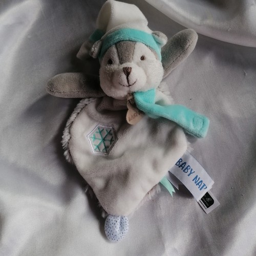 Doudou chien husky blanc - doudou, husky,