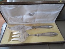 Couverts de service à poisson en argent massif MINERVE & métal argenté