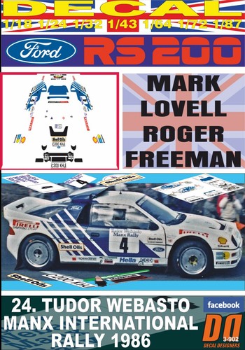Decal ford rs200 lovell manx - decal, m.lovell