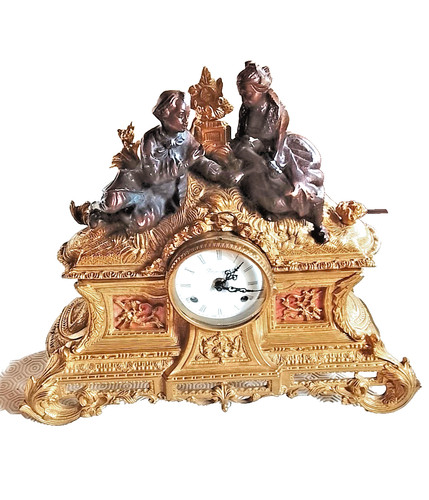 Pendule bronze doree style - bronze, de