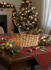 Panier Porte-Bouteille Osier Tressé Naturel (30cm) | Panier à Vin de Service Rus