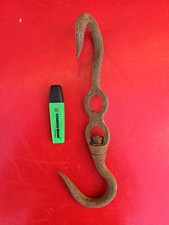 Ancien crochet de boucher articulé double 32 cm 0,9 Kg orientable 
