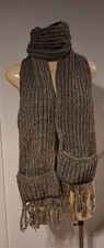 Écharpe Tu Mixte Adulte Tricoté Main 100% Laine Népal Avec Poches