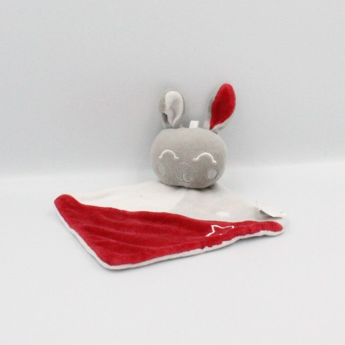 Doudou plat lapin gris blanc