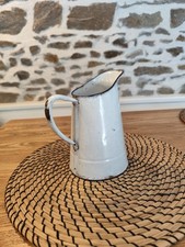Ancien Broc/Pichet à Eau en Tôle Émaillée -  Blanc - Pichet / Pot - Vintage 