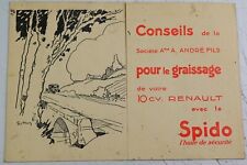 Renault 10cv Huile Spido pub et schéma de graissage vers 1930