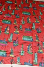  grand foulard  décor marine bateaux et cabanes 190 cm x 135 cm