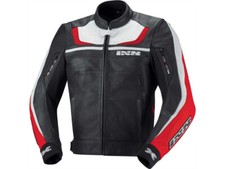 iXS Veste en Cuir Shertan Noir-Rouge-Blanc Blouson Moto de Vachette