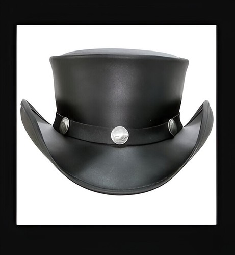 Chapeau noir cuir bande de - chapeau,