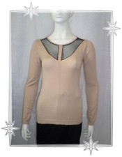 C - Haut Pull Fantaisie Beige Noir  Guess Los Angeles Taille S
