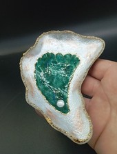 Coupelle Vintage CUIVRE EMAILLE émaux Limoges signé E.J GUITARD verte blanche Or