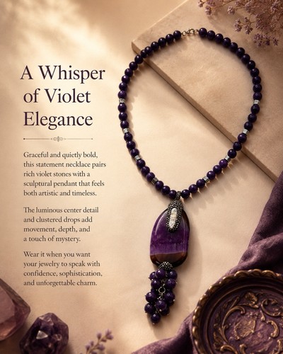 Purple agate beaded necklace - agate,