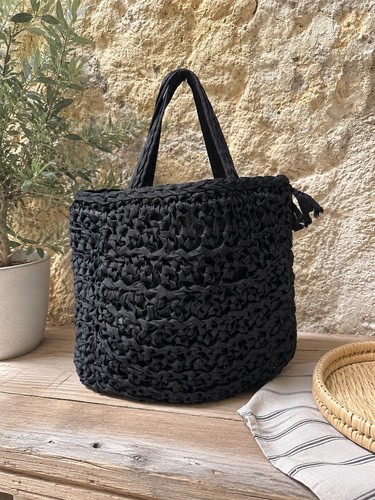 Sac main crochet - sac, noir