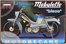Plaque Murale Métal "MOTOBECANE La fameuse Mobylette bleue" Art Déco Vintage