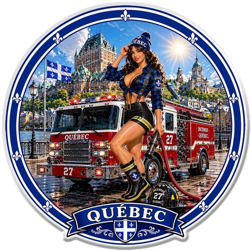 Sticker pin pompiers - pin-up,