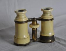 Paire de jumelles de théatre ancienne en laiton et os fin XIXe