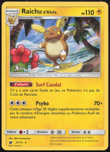 Carte pokémon raichu alola - pokémon, d'alola