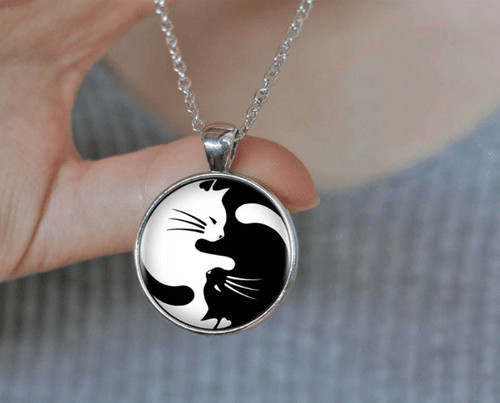Collier pendentif chat - pendentif, yin