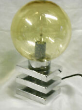 ANCIENNE RARE LAMPE BOULE DE TABLE SOCLE CHROME STYLE INGO MAURER DESIGN VINTAGE
