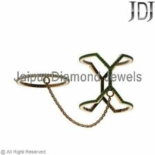 14k or Jaune Deux Bague Doigt 1.48ct Pierre Chromé Diopside Diamant Bijou Cadeau