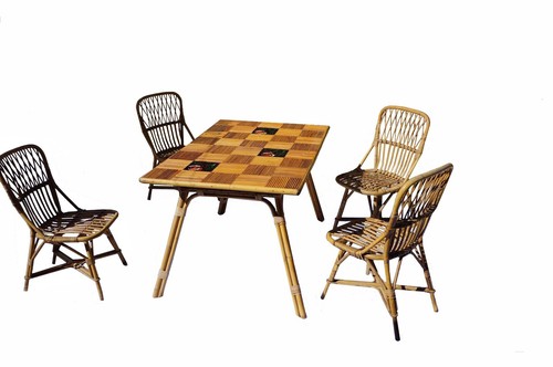 Table chaises rotin - et,