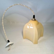 💡 ancienne lampe suspension drapée art deco opaline