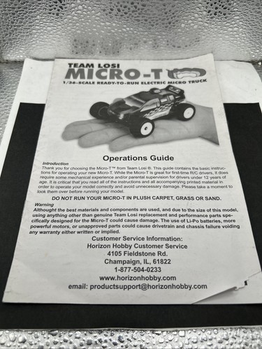Team losi micro - team, instruction