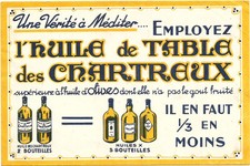 Buvard ancien Huile de table des Chartreux.