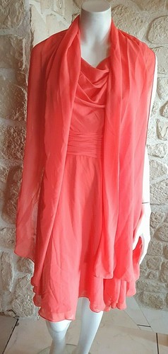 Robe cocktail corail - , avec