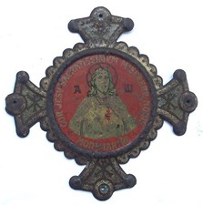 ANCIEN PLAQUE EX-VOTO CHRIST MONTMARTRE COR JÉSUITE SACRATISSIMUM MISERERE NOBIS