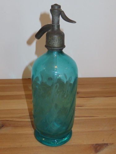 Siphon ancien verre bleu - siphon, j
