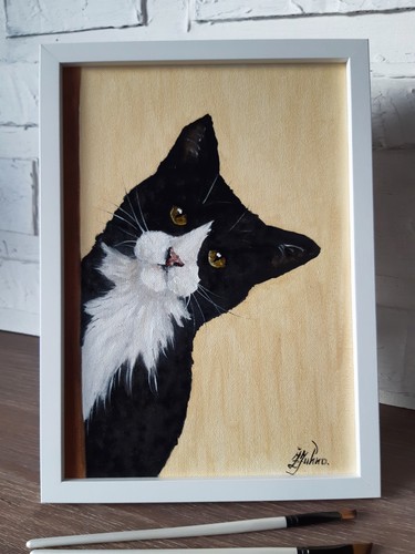 Smoking chat peeking peinture - chat,