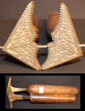 Paire de grands Fers à Dorer filigranés modèle XVIIe Bronze relieur reliure #100