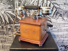 ANCIEN TELEPHONE MARTY 1910-BOIS-métal-bakélite-DESIGN-magneto-manivelle