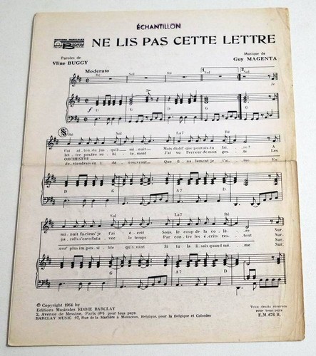 Partition sheet music dalida - partition,