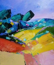 Tableau Original de S!C 50 x 40 cm abstrait  au couteau Vallée en Provence