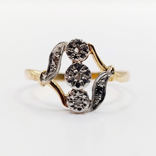 Bague fleurs antique - 18k, et
