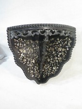 ANCIENNE ETAGERE CONSOLE ANGLE EXTREME ORIENT EBENE INCRUSTATIONS NACRE VIETNAM