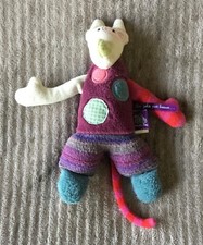 Doudou Loup multicolore violet rose bleu 23cm Les Jolis Pas Beaux Moulin Roty