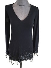 Superbe Et Authentique Pull 100% Cachemire Noir Chanel 36/38 Tbe