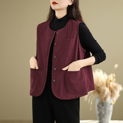 Gilet velours côtelé pour - gilet,