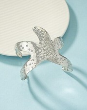 Bracelet Imposant Jonc Rigide Étoile De Mer Argenté Bijoux Femme Métallique Mode