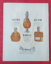 PUBLICITE de PRESSE: Les Parfums CALENDAL ILES D'OR et MADRIGAL de MOLINARD 1951