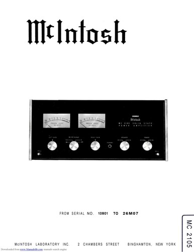 Manuel service mcintosh mc - mcintosh,
