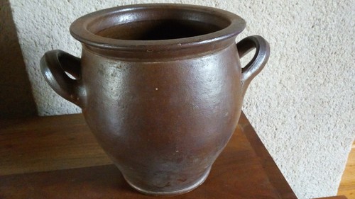 Pot ancien grès brun - pot, en