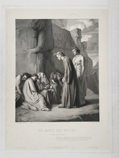 D'après  H. Flandrin - Le Dante aux Enfers - Grande gravure De Lehman - 1868
